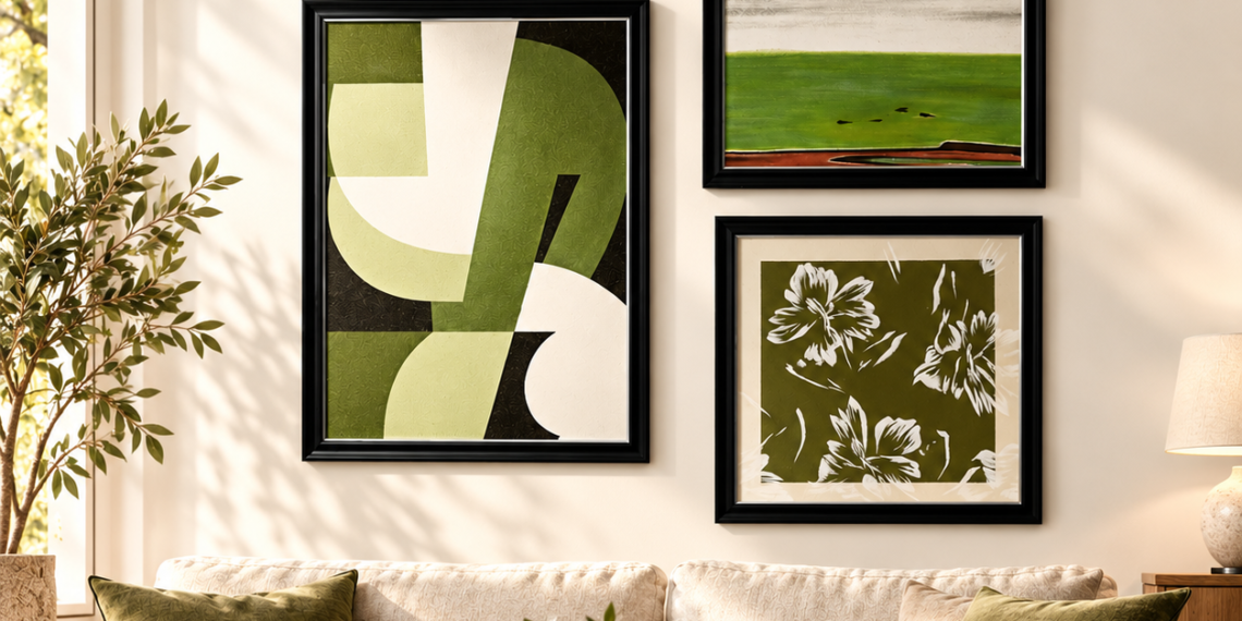 Verdant Handcrafted Wall Art Set of 3 Review: Olive Green Tryptych Decor